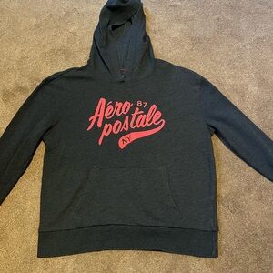 Womens Aéropostale Dark Gray Hoodie with pink Logo Sz L